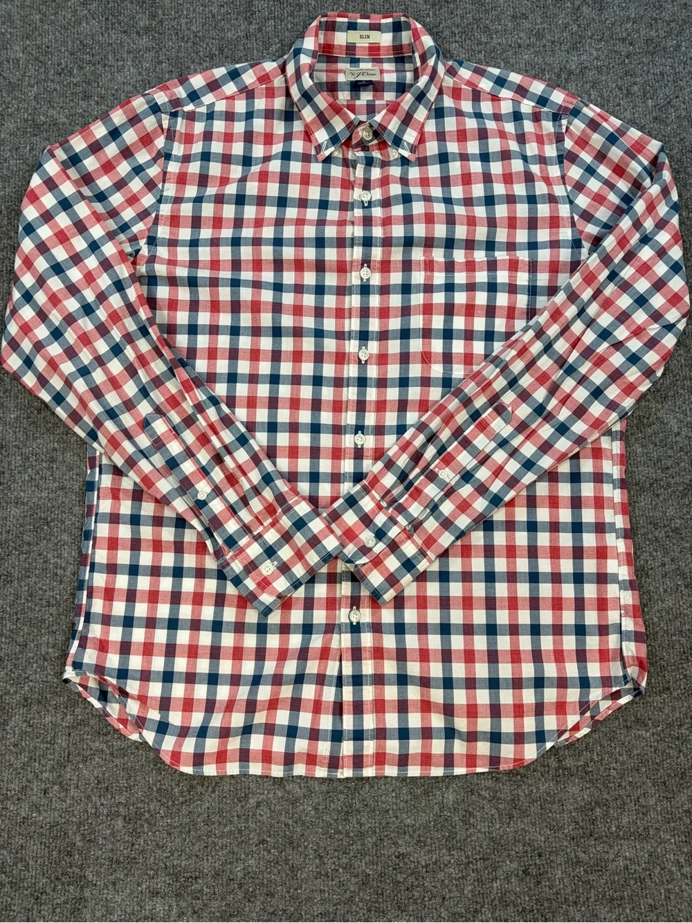 J.Crew Factory Slim Fit Plaid Button Down Shirt Men’s L 100% Cotton Americana
